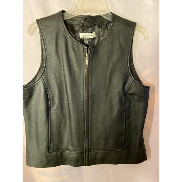 *Stephanie Andrews Black  Leather Vest size L - Picture 8 of 9
